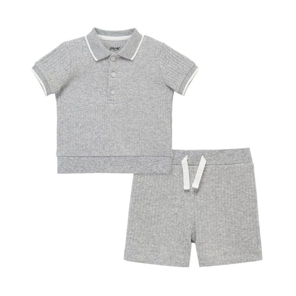 Little Me Boys  2Pc Heather Grey Short Set